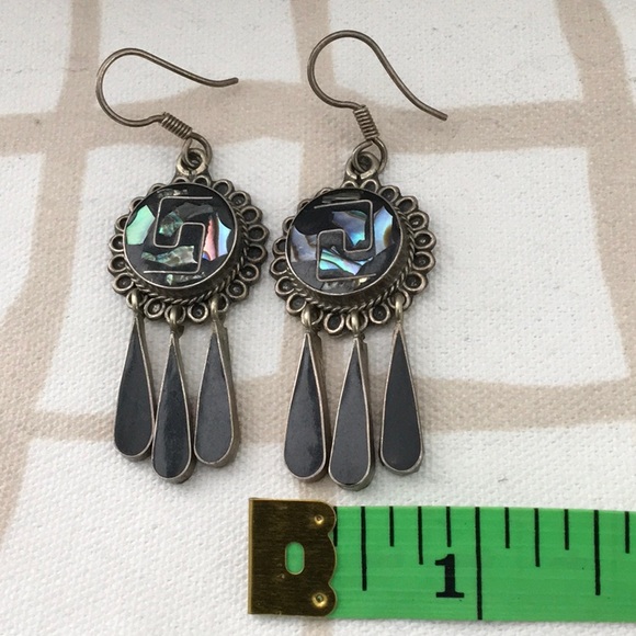 Vintage Sterling Abalone Earrings - Picture 4 of 5